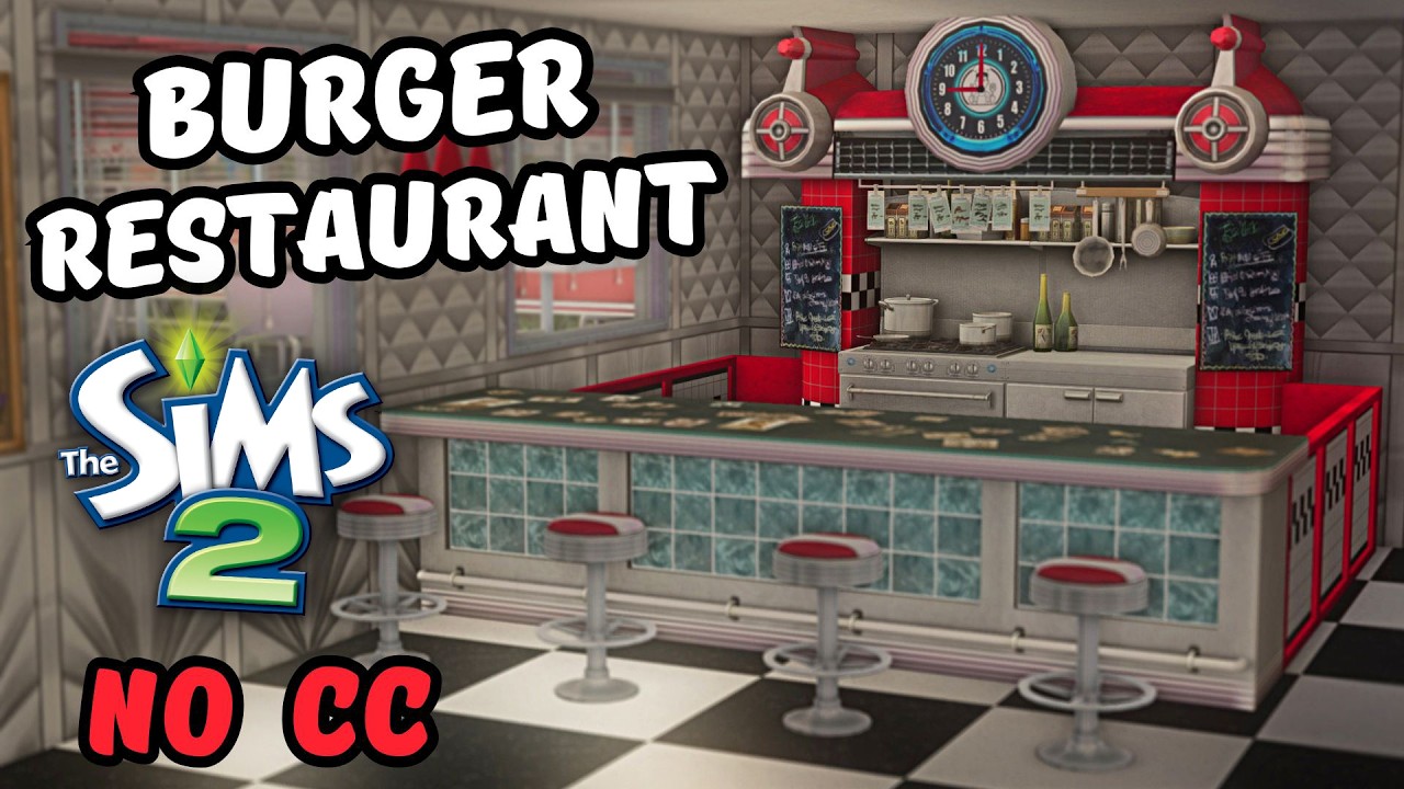 🍔 Ресторан бургеров 🍴 ~ Быстрая постройка в The Sims 2 ~ Без пользовательского контента ✨