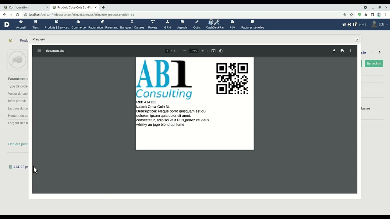 Utilisation du module d'étiquetage pour Dolibarr - Ab1consult.com