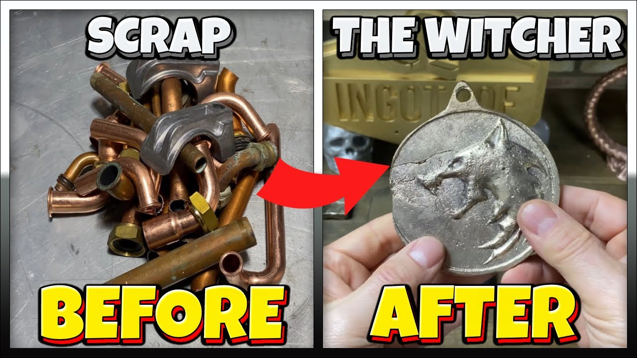 The Witcher Medallion - Ingot - Home Made Furnace - Molten Metal - Aluminium Bronze - Sand Casting