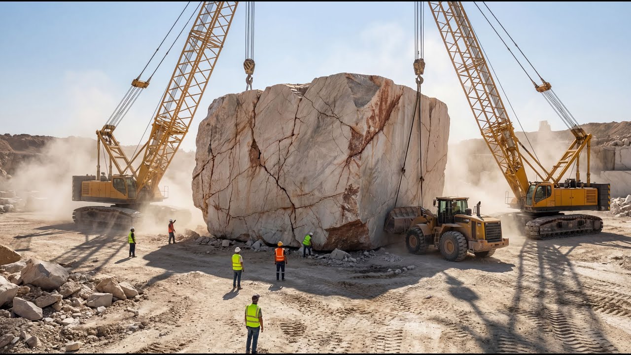 Inside a Marble Slab Manufacturing Plant: From Rough Stone Blocks to Polished Slabs (Full Process)