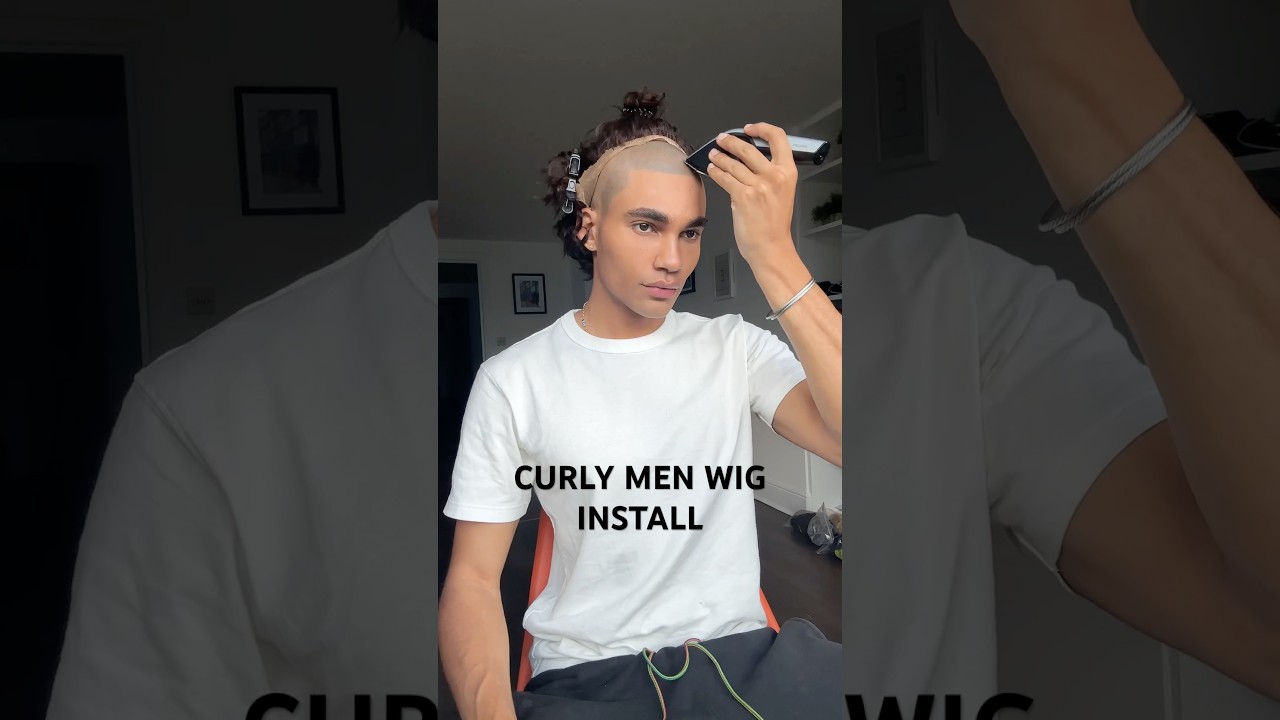 MEN WIG INSTALL TUTORIAL 😱 #wigs #hairstyles #curlyhair #menwig #lacefront