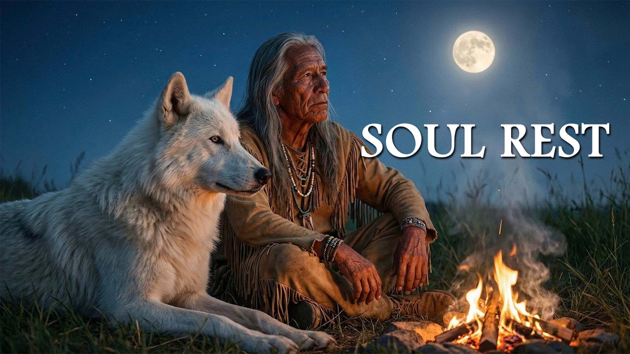 Soul Rest | Spirit Wolf by the Fire with Native American Music for Night Peace