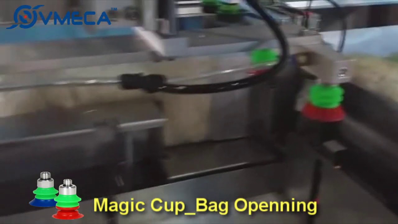 Automated Plastic Bag Open and Packaging machine with Magic Suction Cup [VMECA]
