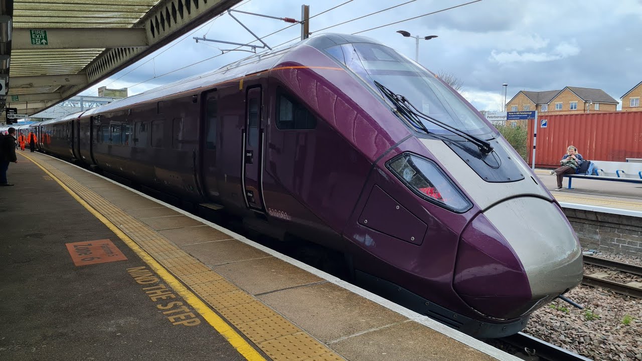 Brand new EMR 810 001 departing Peterborough