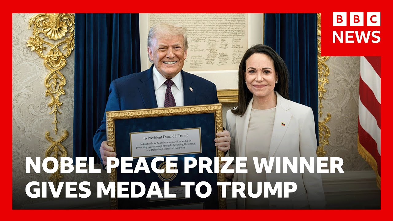 Venezuelan Nobel Peace Prize winner gives her medal to Donald Trump | BBC News
