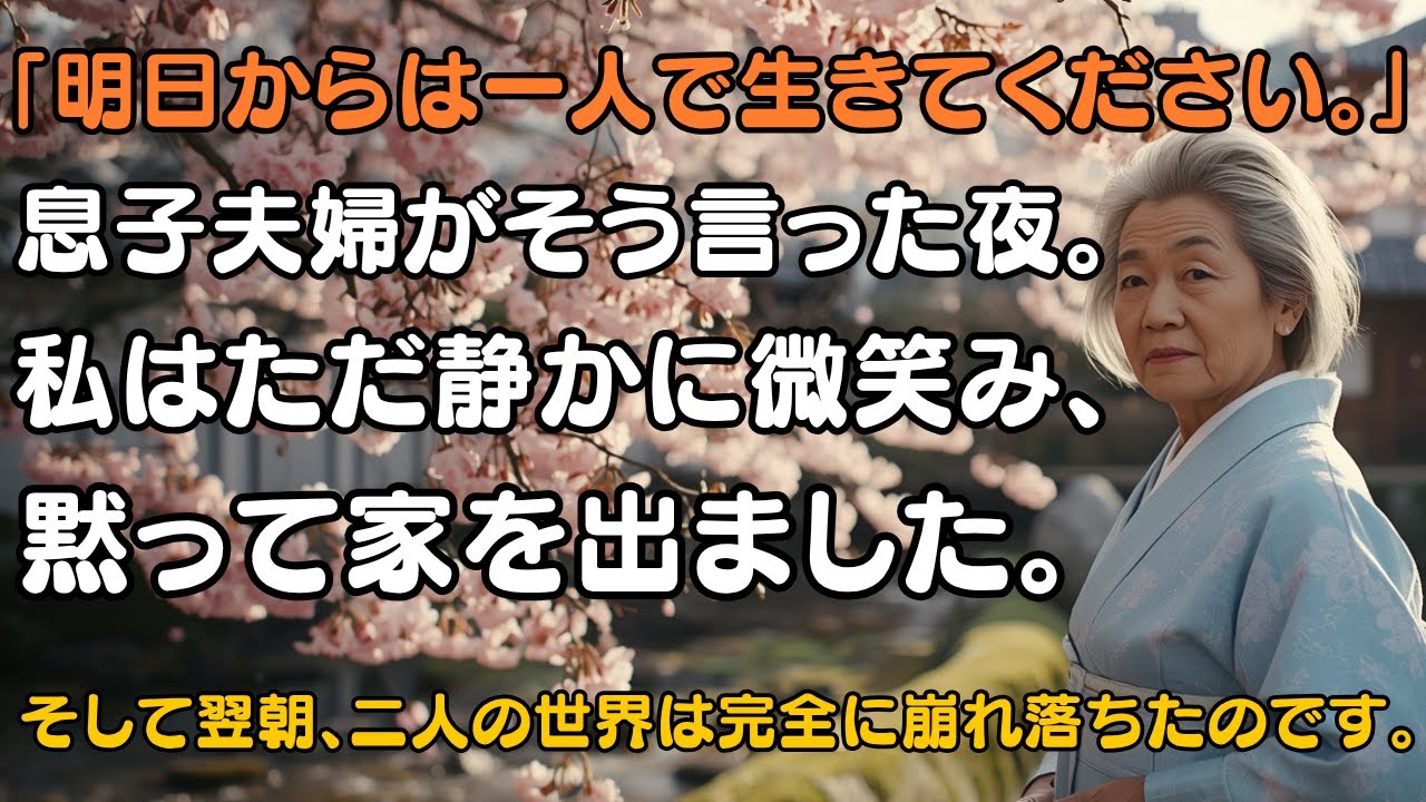 「明日には出て行ってください」――その夜、息子とお嫁さんは私を家から追い出し、お嫁さんの両親と暮らすことを選びました。私は静かに姿を消しました。そして翌日、すべてが崩れ落ちたのです。【60歳以上向け】