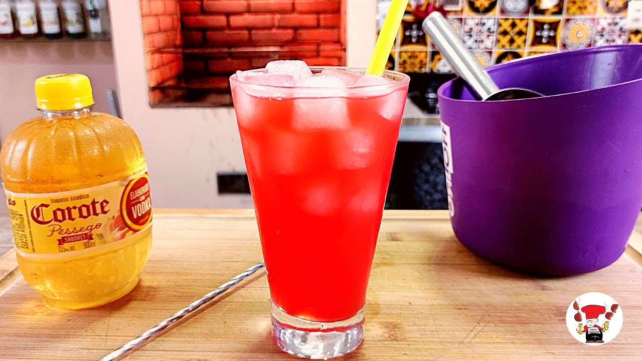 Como Fazer Drink de Corote Pêssego e Morango Perfeito