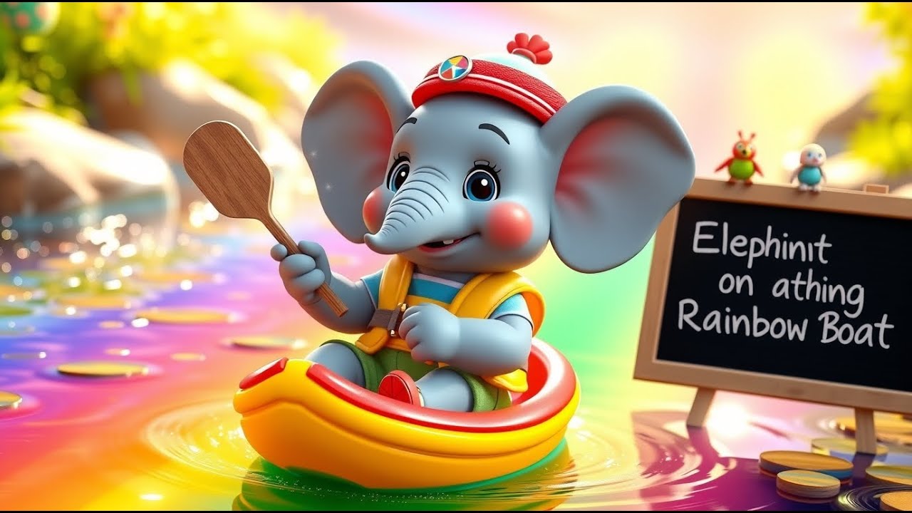 Elephant Travels on a Floating Rainbow Boat | Magical River Adventure Nursery Rhyme for Kids