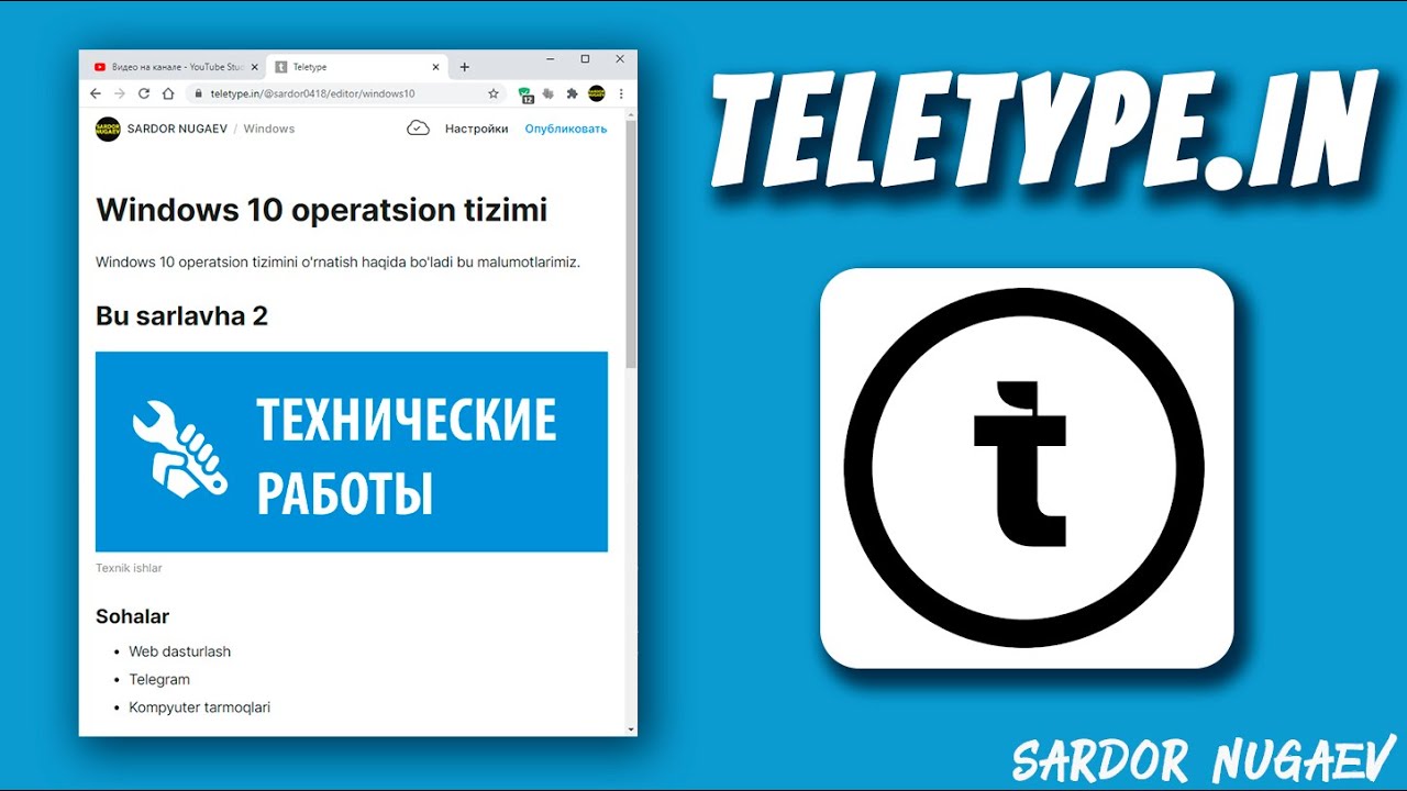 TELETYPE BLOG - RO'YXATDAN O'TISH VA FOYDALANISH