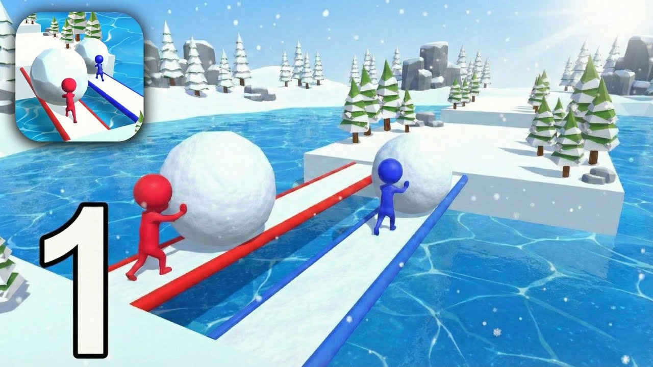 Snow Race 3D: Ice Bridge Run – Gameplay Walkthrough Part 1 – Snow Roller Gameplay! (Android & iOS)