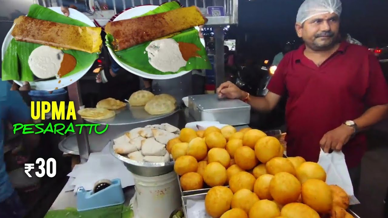 Upma Pesarattu 💢 Ravva Dosa | Late Night Breakfast in Patamata | Vijayawada Street foods #ravvadosa