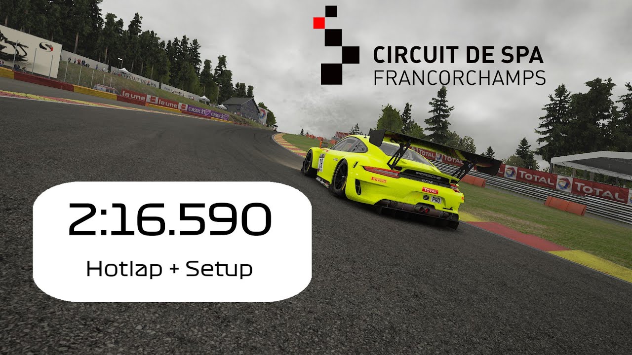 ACC Hotlap - Spa Francorchamps Porsche 991.2 GT3 R 2:16,5 + Setup