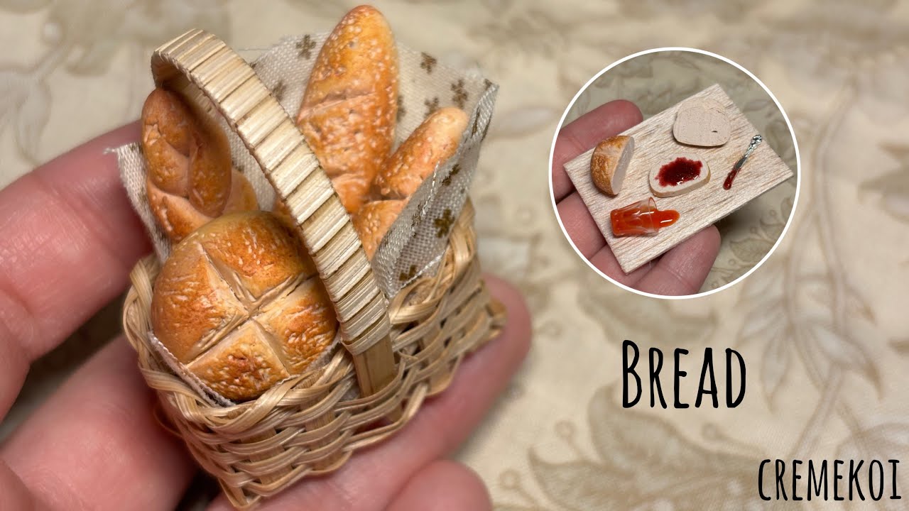 Miniature realistic bread | polymer clay tutorial 