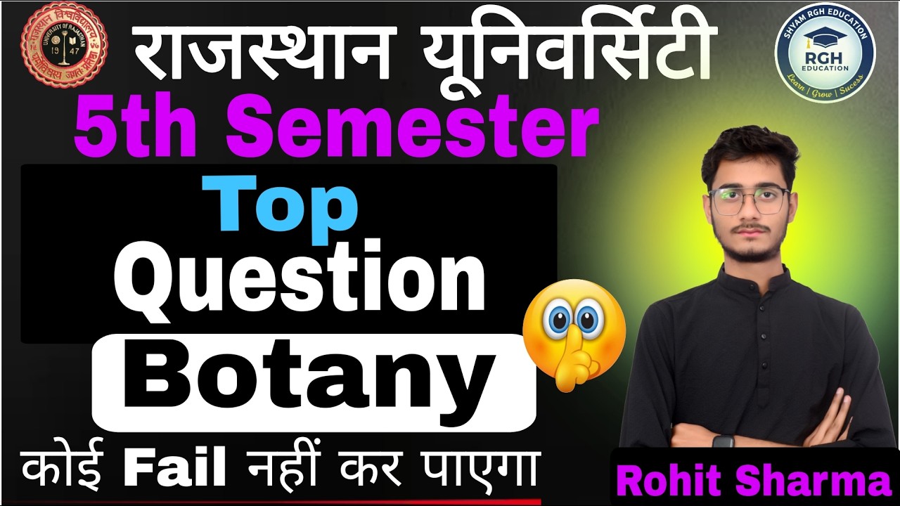 Rajasthan University 5th Semester Botany Top Questions | RU 5th Sem Botany Important Questions 2026