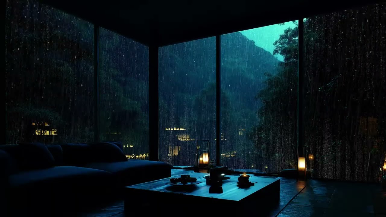 A Silent Dark Room Filled with Rain Sounds (No Ads) Calm Minimal Ambience for Deep Sleep 🌧️