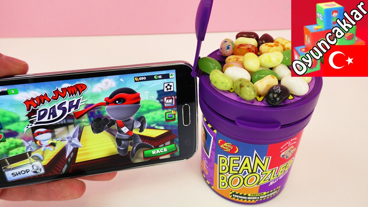 MOBIL UYGULAMA OYNUYORUZ / NinJump Dash Oyunu - Kathi, Kaan ve Nina Jelly Bean Challenge Yapıyorlar!