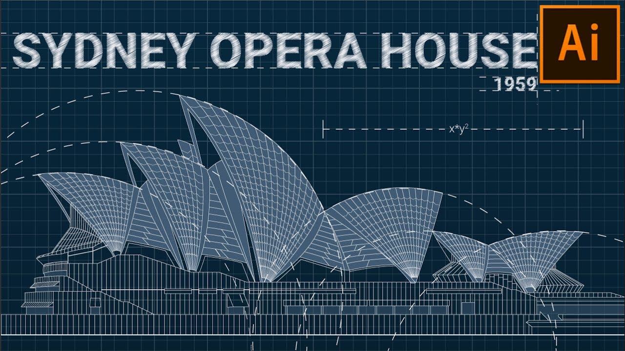 Blueprint Drawing in Illustrator | Wednesday Wonders #5: Sydney Opera House