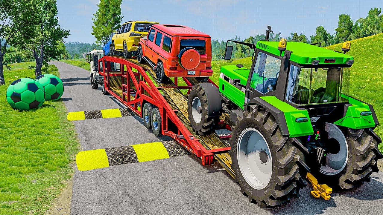 Flatbed Truck Mcqueen #9 | Transportation with Truck - Pothole vs Car - Beamng.Drive