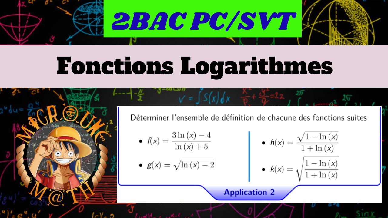 Fonctions Logarithmes ,équations et inéquations — Application 2— Fonctions Logarithmes —2 BAC PC/SVT