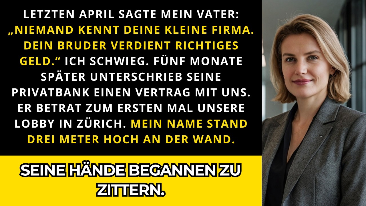 Mein Vater sagte: „Niemand kennt deine Firma“ – dann stand er in unserer Lobby in Zürich