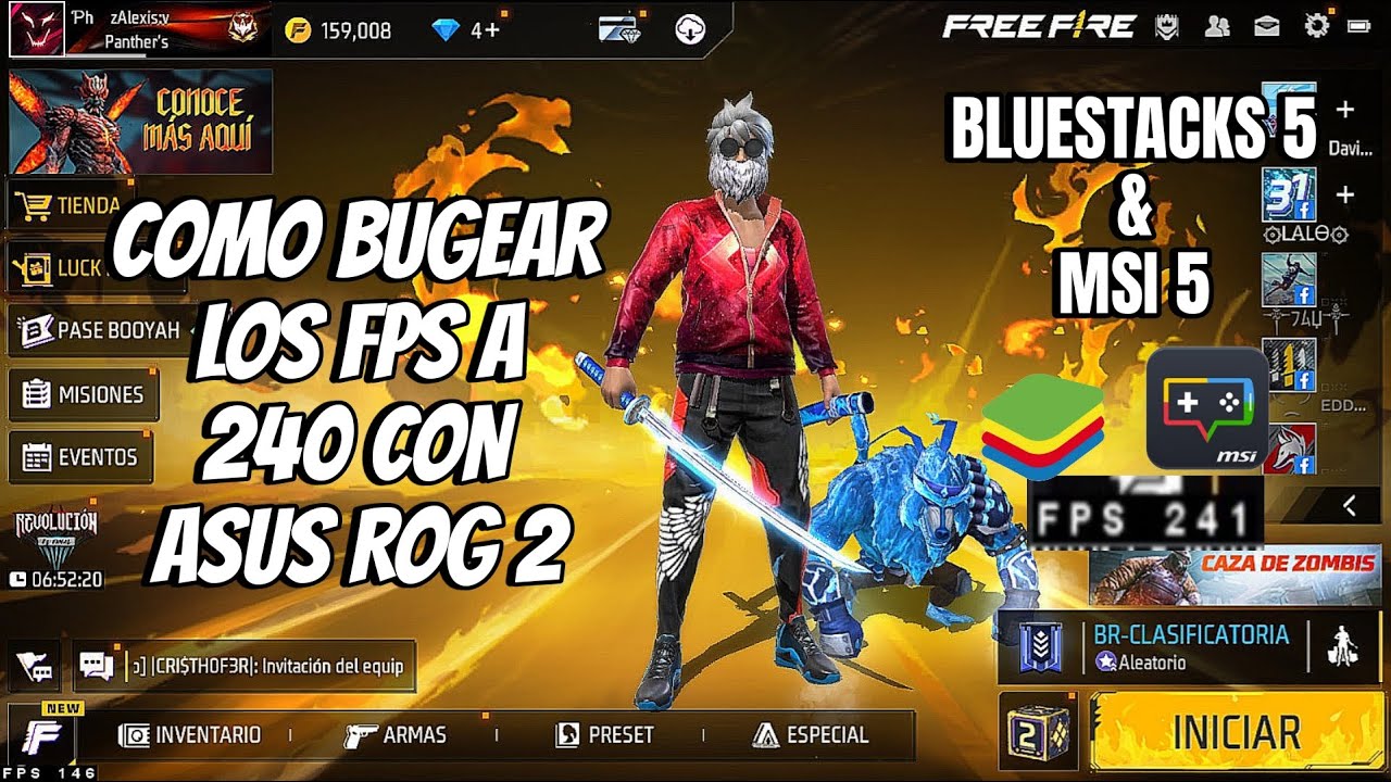 como BUGEAR los FPS A 240 en BLUESTACKS 5 o MSI 5 con ASUS ROG 2👾 Free Fire 2023
