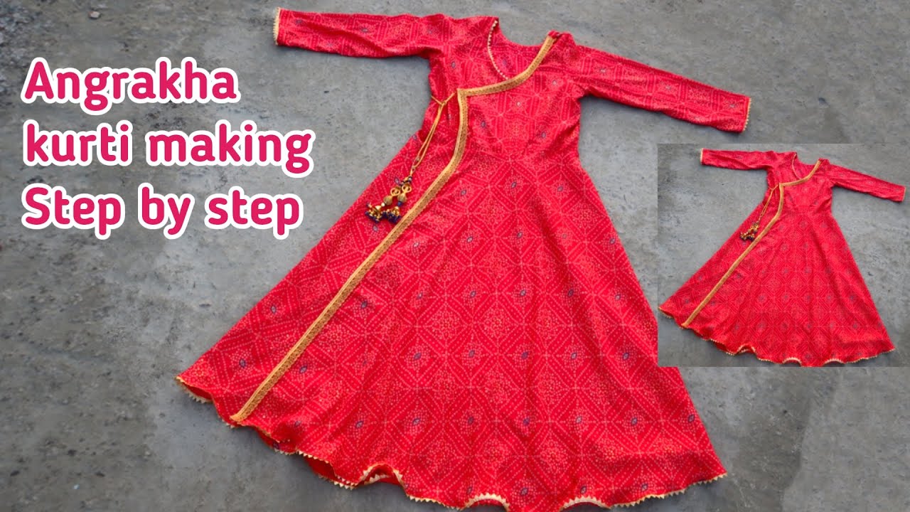 Angrakha cutting and stitching/Angrakha frock/Angrakha kurti cutting and stitching/আংরাখা জামা কাটিং