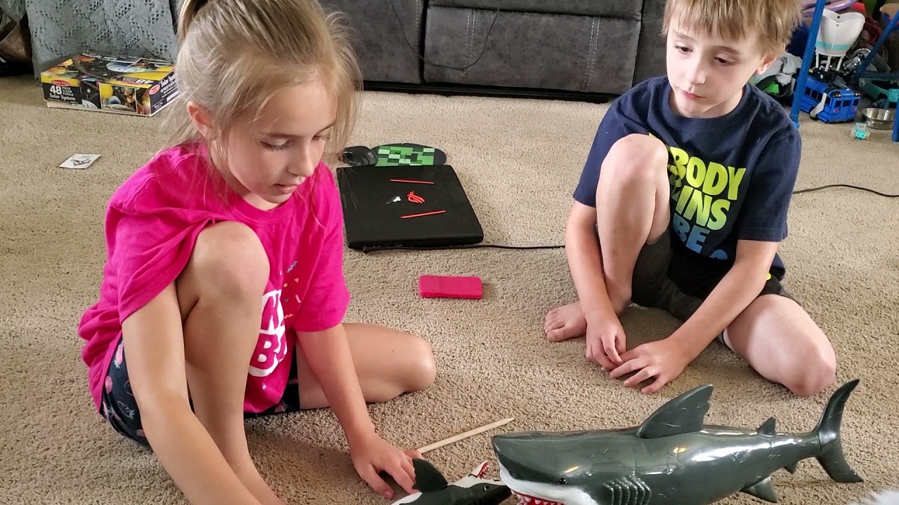 Getting ready for Shark Week! Kids playtime with sharks.