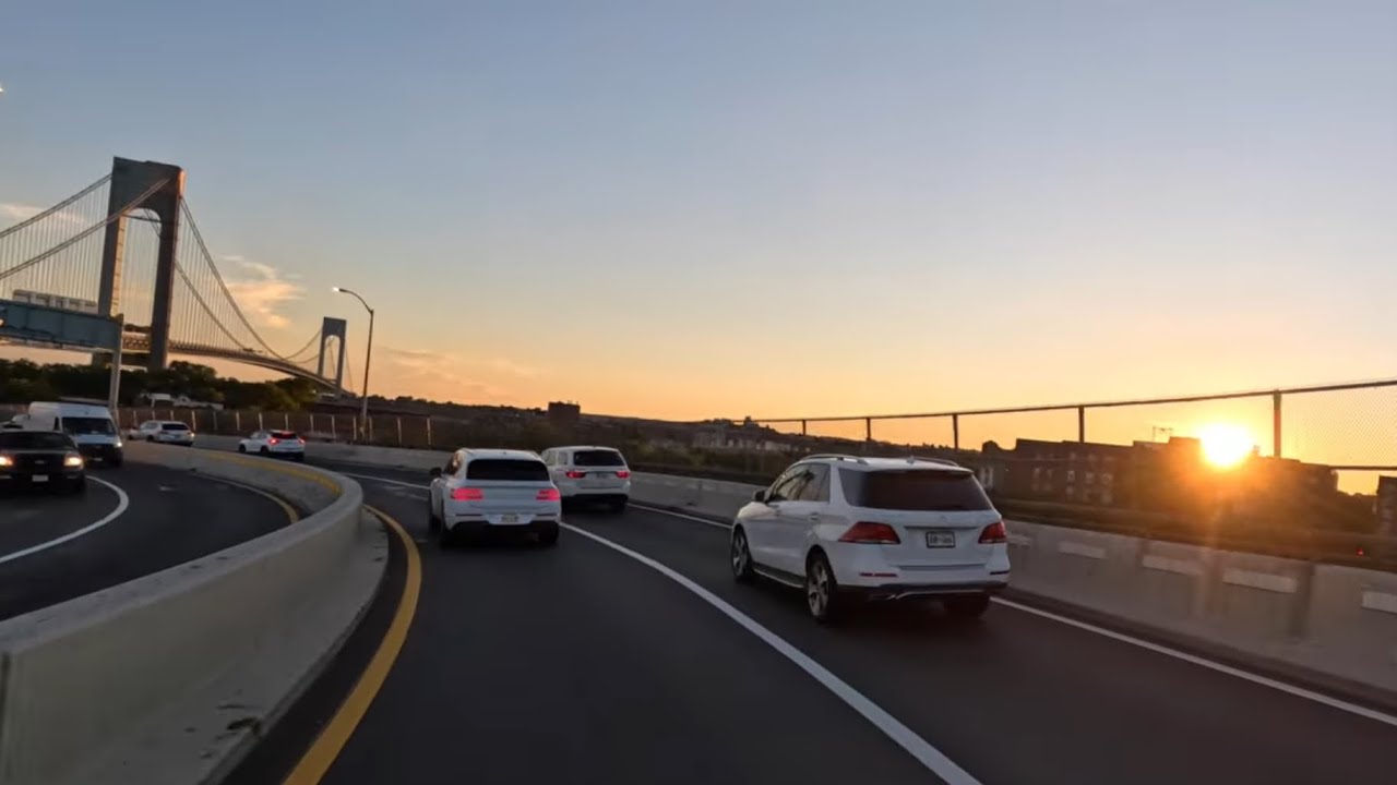 Burnt Mills Rd, Bedminster TO Ocean Parkway, Brooklyn, NYC at Sunset. I-287 NY-440 I-278 Ocean Pkwy