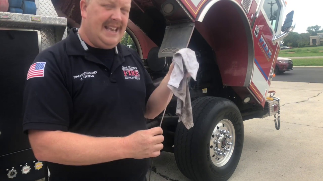 Check Engine Oil And Other Fluids On A Fire Truck