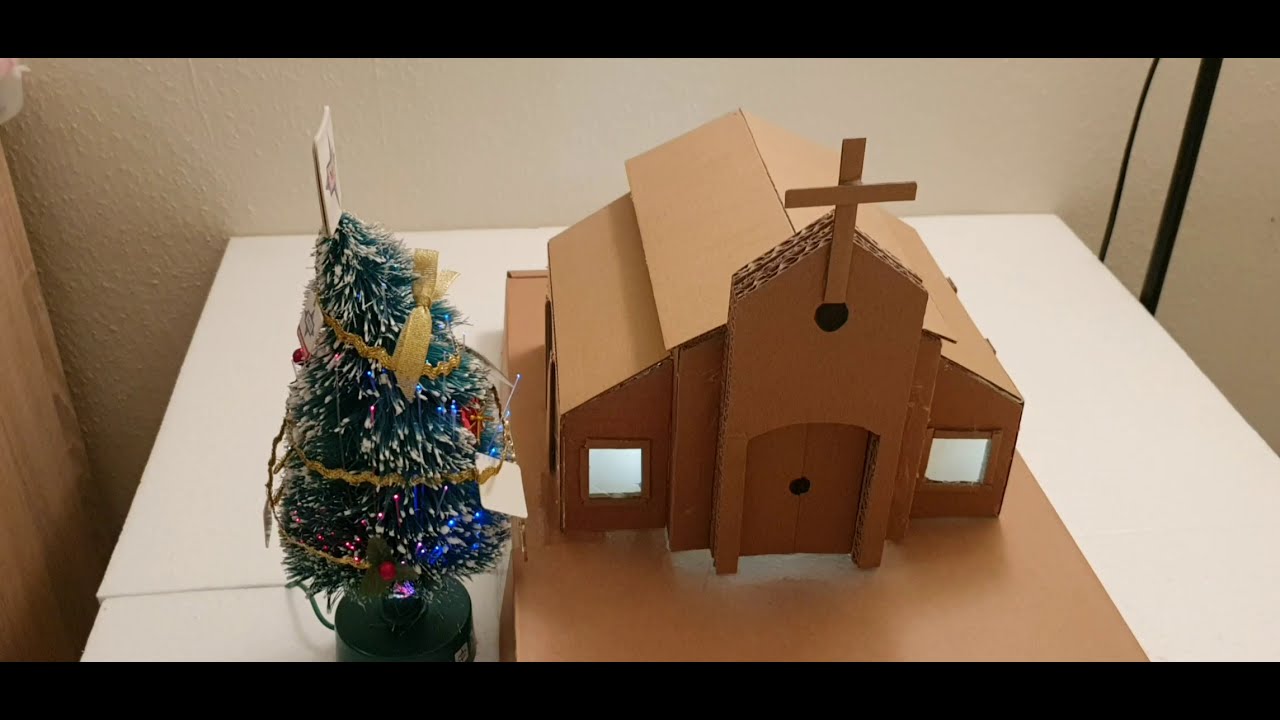 How to make a church from cardboard. Lam nha tho bang cartons.