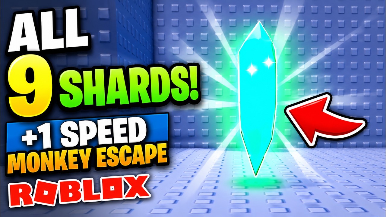 How To Find All 9 Shards In +1 Speed Monkey Escape | All Sunken Shards Locations | Roblox 