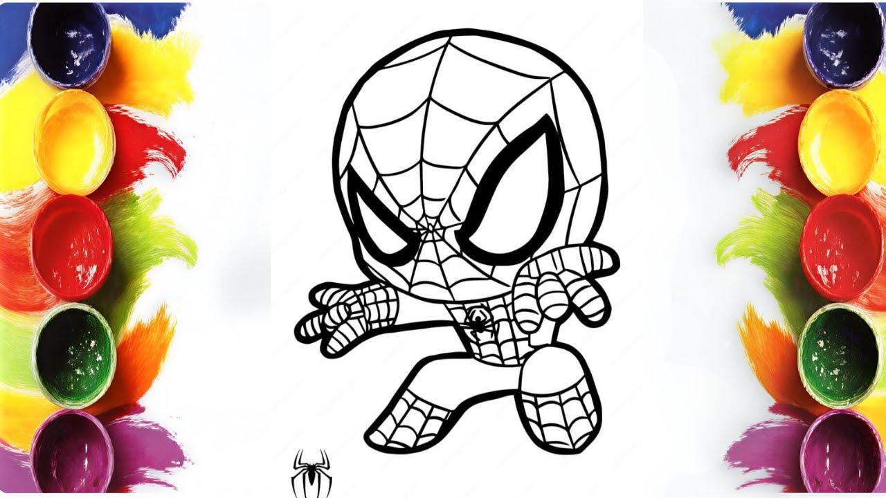 Coloring Mini Spider-Man | Cute Spider-Man Coloring Page | Marker Art | MINI ARTIST WORLD