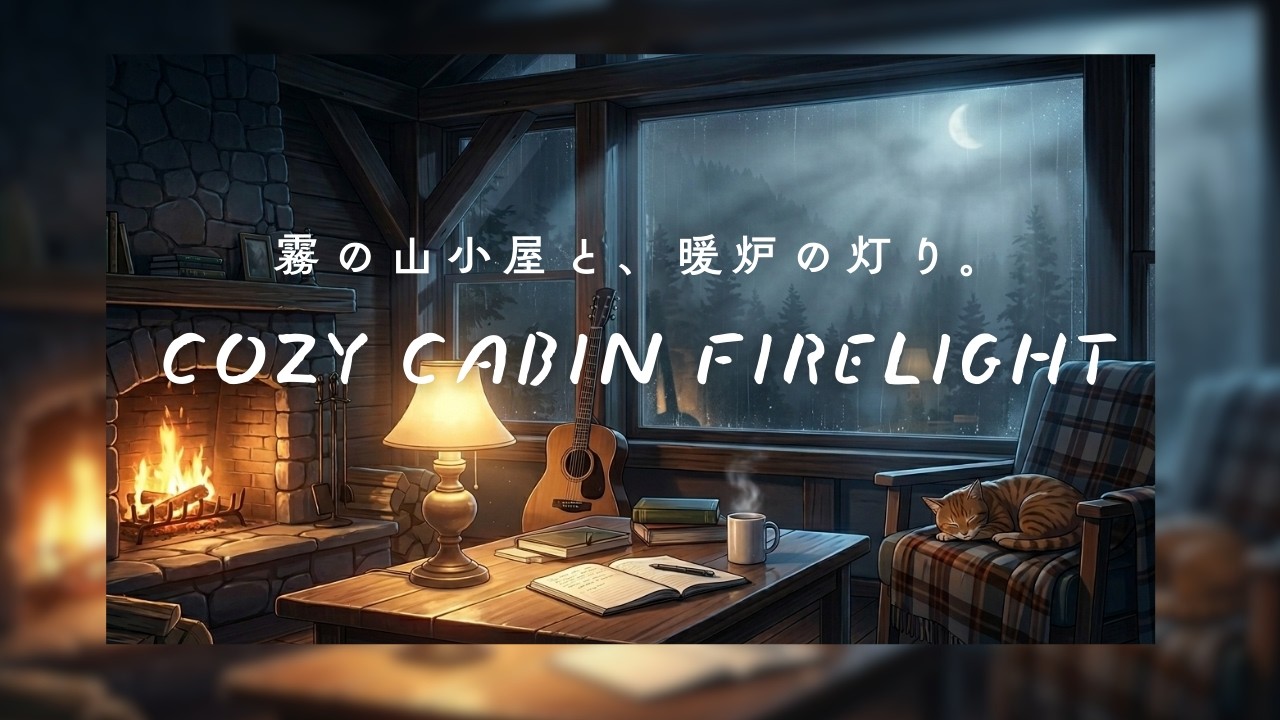 霧の山小屋BGM｜暖炉の灯りとアコースティックLo-fi（作業用/勉強用/睡眠用）