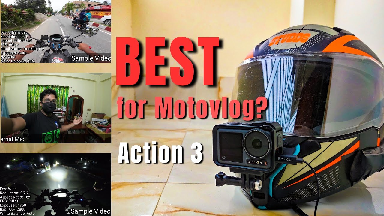 BEST Action Camera For MOTOVLOG? | DJI Osmo Action 3 complete MOTOVLOG SETUP | NHS Vlogs |