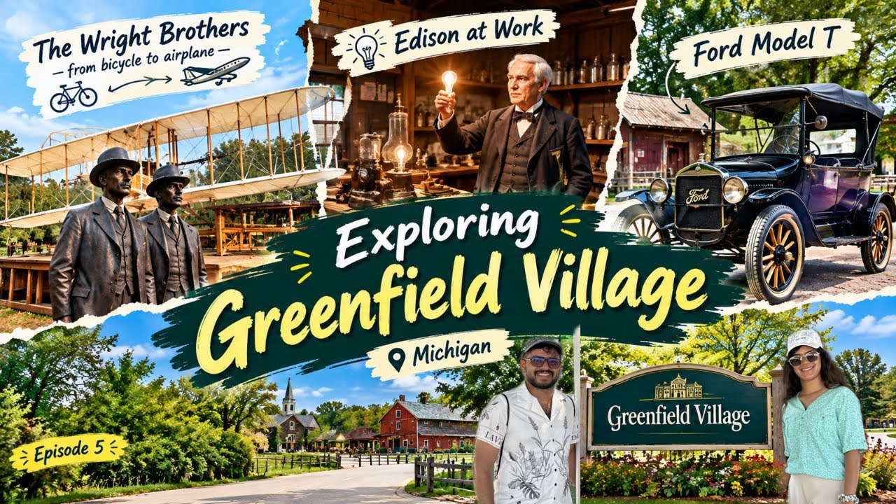 Episode 5|Where the future began 🚗✈️💡|Birthplace🇺🇸|Exploring Greenfield village, Michigan| Historic