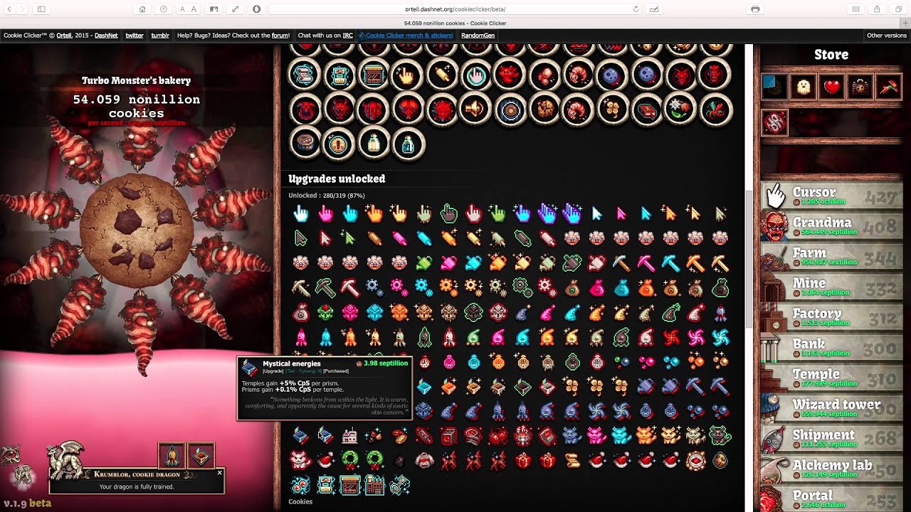 Cookie Clicker Beta 1.9 - Cookie Dragon, Upgrades, Additions
