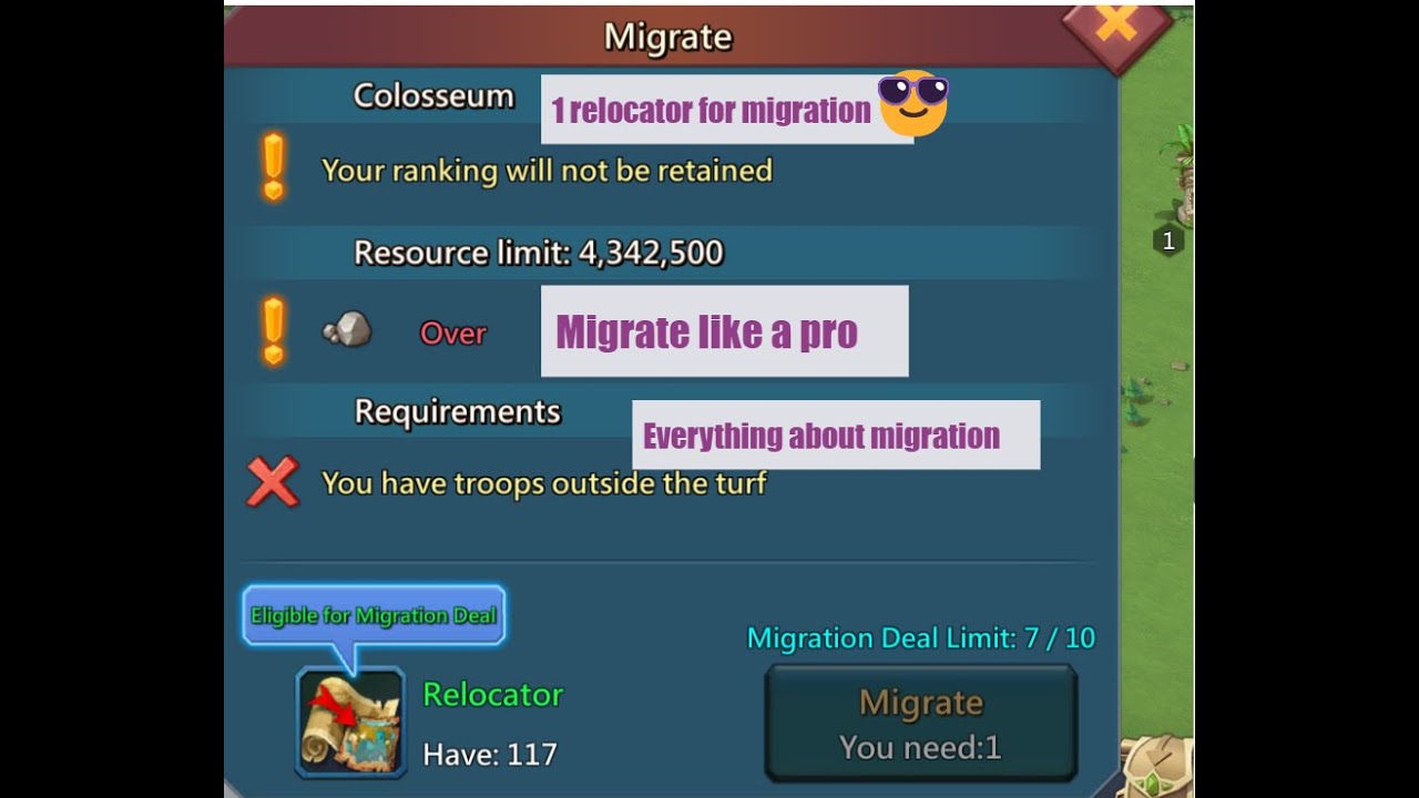 How to migrate with 1 relocator | Lords Mobile