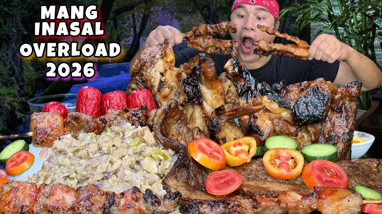 Mang Inasal Chicken, Pork Bbq, Inihaw Pork Belly, Pork Sisig, Hotdog Mukbang Pinoy Mukbang