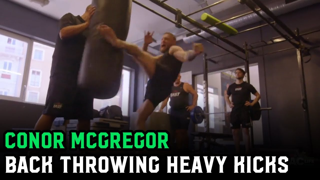 Conor McGregor back throwing heavy kicks on previously broken leg: 