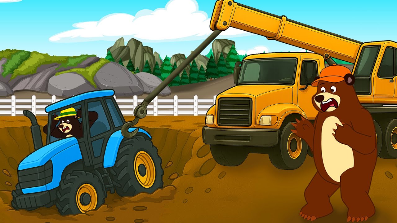The Bear's Garage: Rescue Tractor Stuck in Hole with Crane | Garage 2