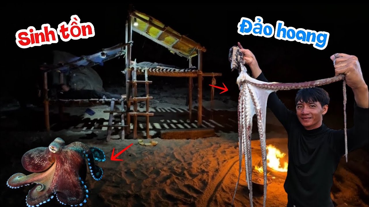 36h sinh tồn trên đảo hoang xây dựng nơi trú kép 2 người ở săn bạch tuộc rạng | 2 Day survival
