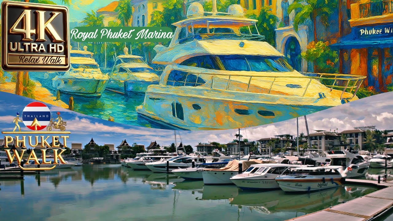 Phuket Walk: Thailand 4K | Relaxing Walk at Royal Phuket Marina with Yachts, Cafés & Peaceful Views