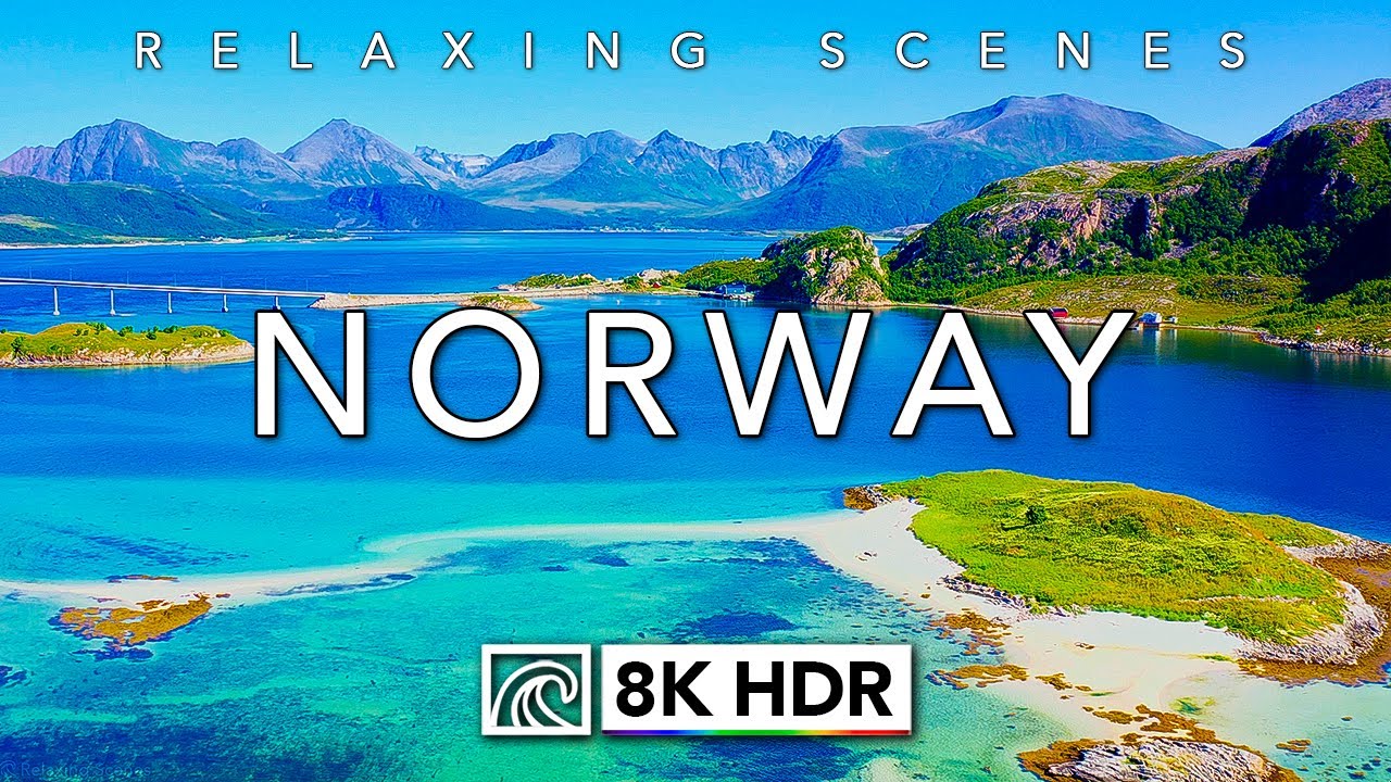 Flying over Norway in 8K HDR 60fps with relaxing music for stress relief