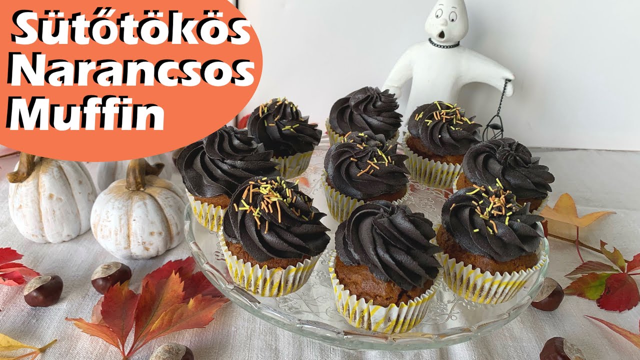 Sütőtökös Muffin Narancsos Töltelékkel, Fekete Krémmel, cukor és finomliszt nélkül | HagymaLekvár