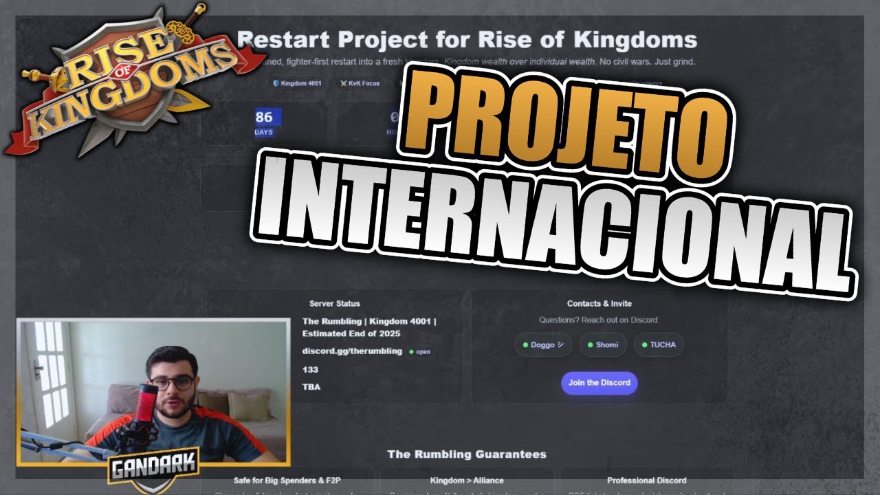 PROJETO SLEEP INTERNACIONAL NA &Aacute;REA | PARTICIPE AGORA -  RISE OF KINGDOMS