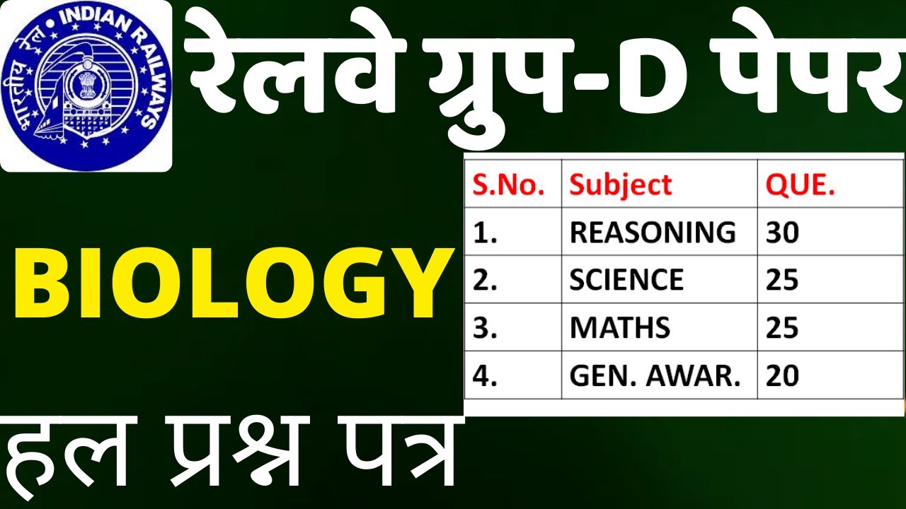 RRB GROUP D SCIENCE PAPER 2022|RRB GROUP D BIOLOGY PAPER 2022|GROUP D BIOLOGY PAPER 2022|GROUP D BSA