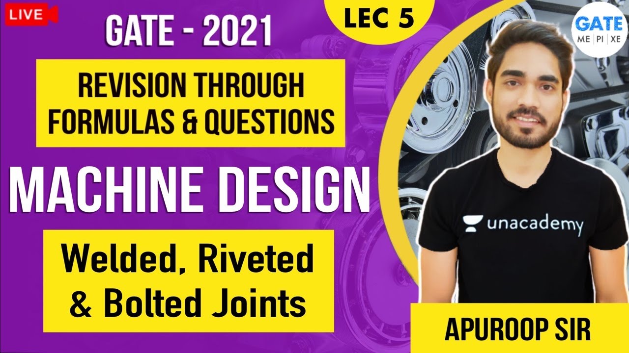 Welded, Riveted & Bolted Joints |L:5| Machine Design | Revision Through Formulas & Questions | GATE