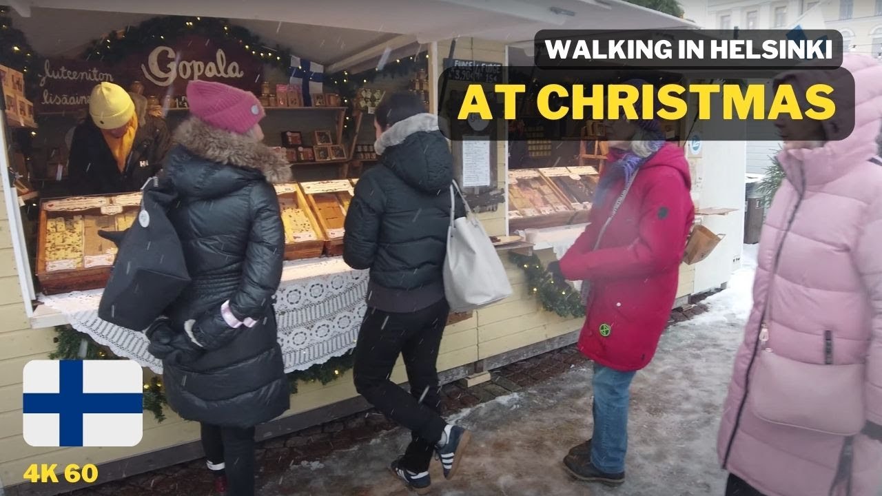 City Walk In Helsinki: Christmas Market, shopping and lights (December 2022)