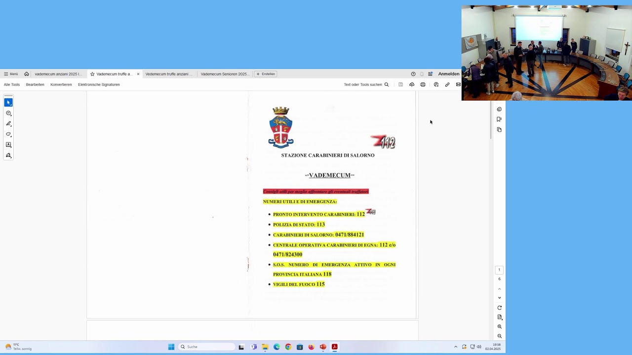 Info-Abend mit den Carabinieri Salurn - serata informativa con Carabinieri di Salorno
