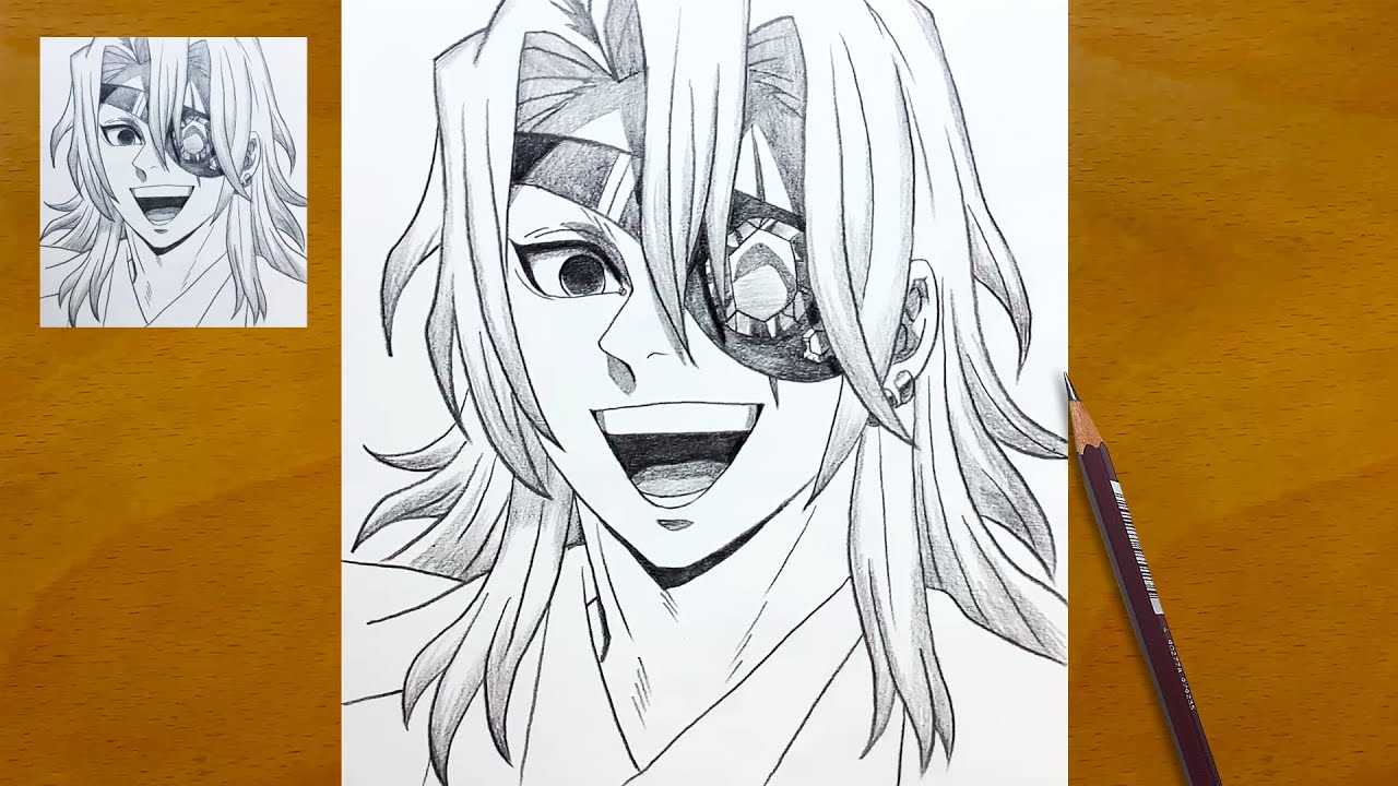 Anime Sketch | How to Draw Tengen Uzui (Sound Hashira) from Demon Slayer - Detailed Pencil Drawing